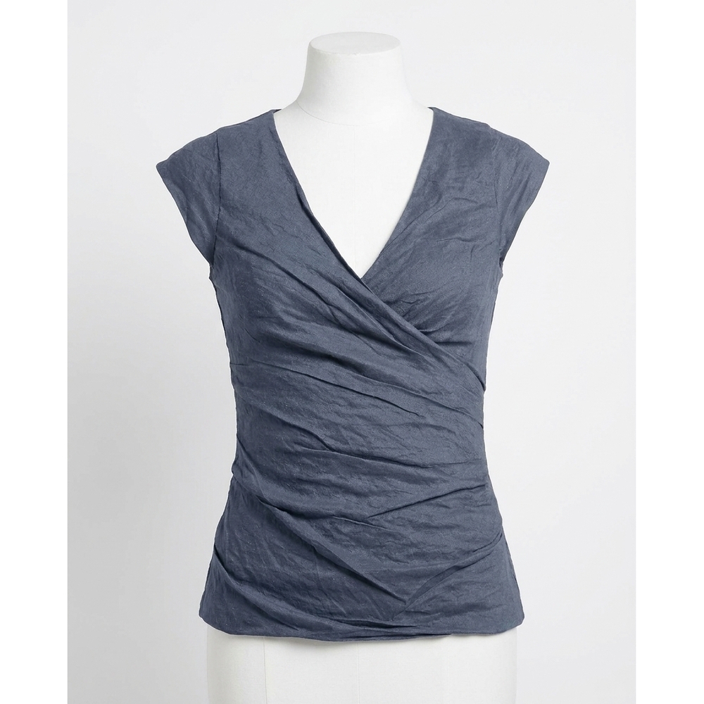 NEW NICOLE MILLER cotton metal logan top in denim blue
